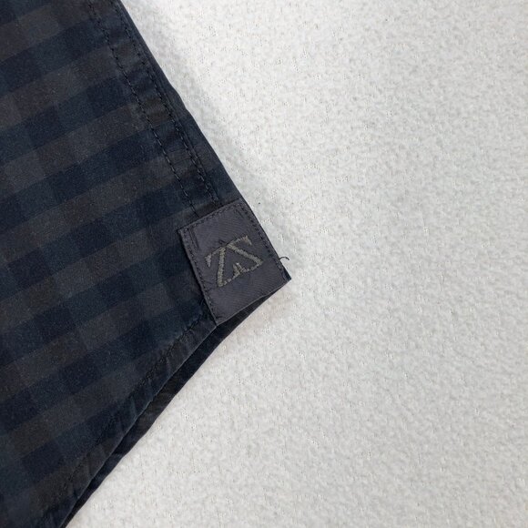 Zegna Sport Black Watch Shirt Men's M Black Brown Gingham Plaid Twisted‎ Cotton - Picture 8 of 16